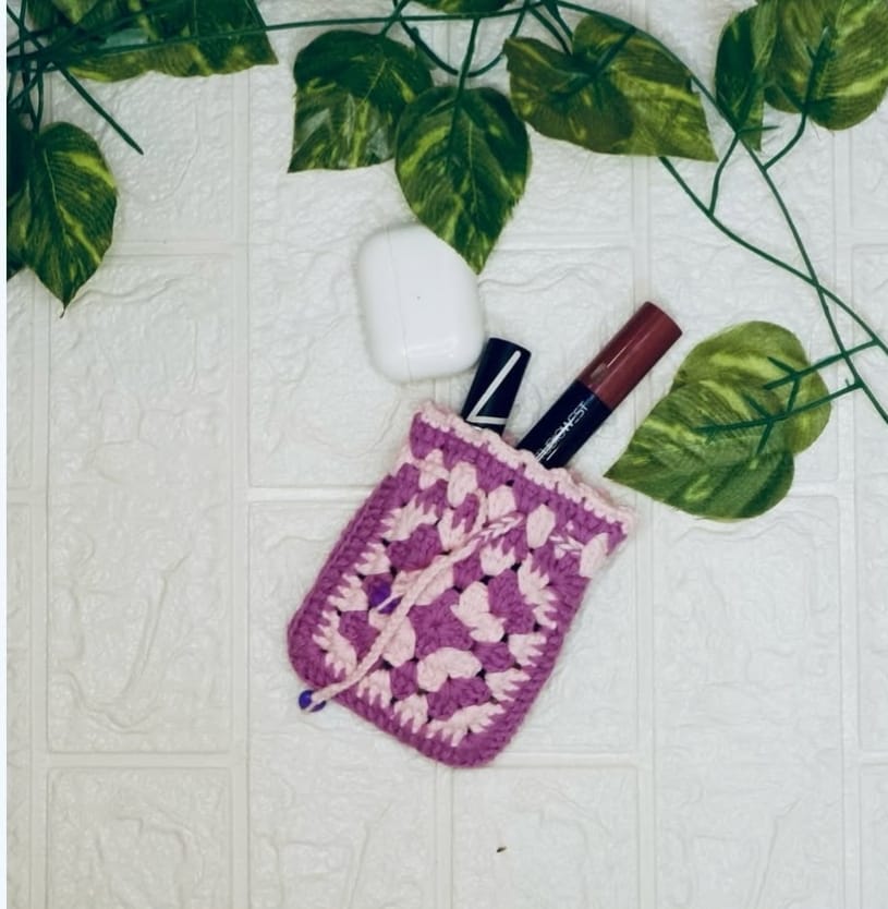 Crochet Draw String Pouch 002
